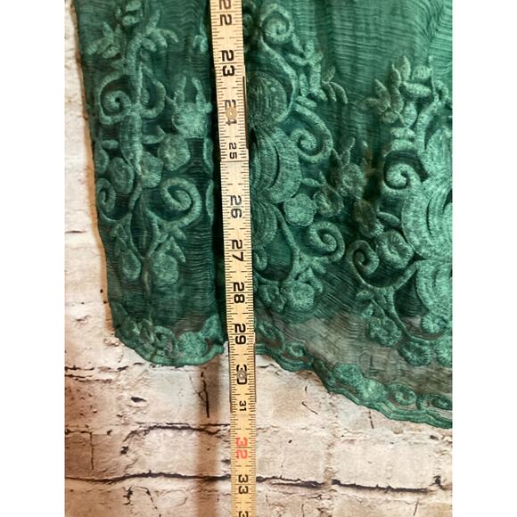 Soft Surroundings Silk Tunic Top Womens Petite Large Green Crinkled Embroidery - Picture 11 of 15